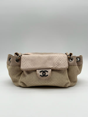 CHANEL Vintage Python & Tweed Shoulder Bag