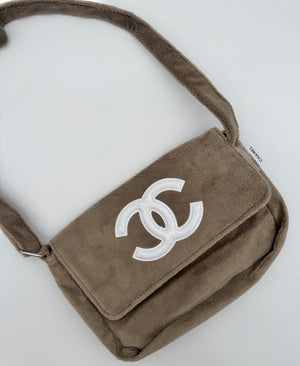 Chanel Taupe Précision Terry Cloth Crossbody Bag — Brand New GWP (Gift With Purchase)