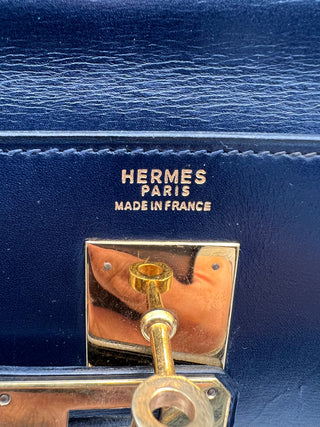 Hermes Vintage Box Kelly Retourne 32 Navy Blue GHW