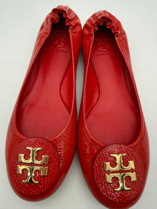 Tory Burch Minnie Travel Ballet Flats – Red Patent Leather | Size 7M