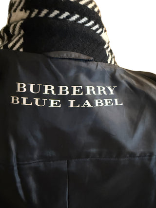 Burberry Wool Blend Black/White Plaid Women’s Peacoat
