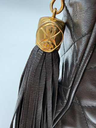 Chanel Vintage Quilted Lambskin Tassel Camera Bag – Black Leather with 24K Gold-Plated Hardware