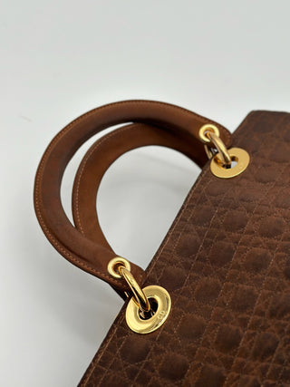 Lady Dior Brown Canvas GHW Medium