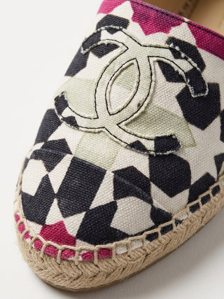 Chanel Interlocking CC Multicolor Canvas Espadrilles