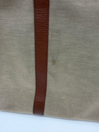 GUCCI Khaki Canvas Leather Shopper Tote