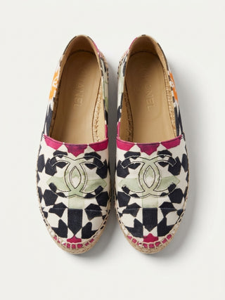 Chanel Interlocking CC Multicolor Canvas Espadrilles