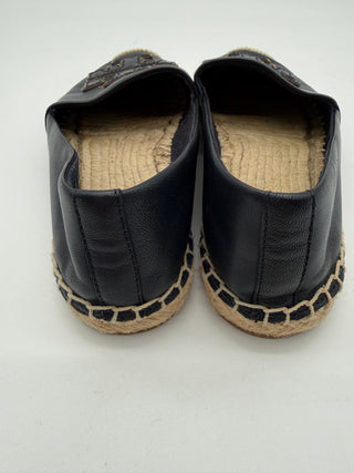 Tory Burch Navy Blue Leather Espadrille Flats Size 5.5