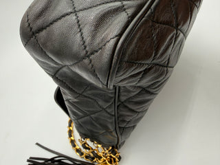 Chanel Vintage Quilted Lambskin Tassel Camera Bag – Black Leather with 24K Gold-Plated Hardware