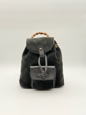 Gucci Vintage Suede Bamboo Backpack
