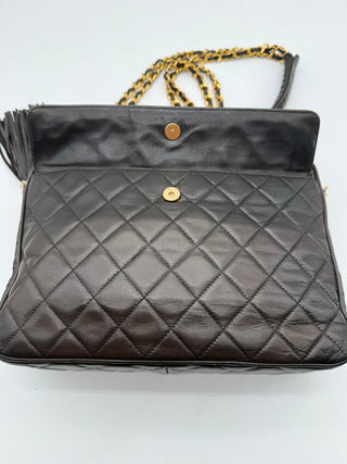 Chanel Vintage Quilted Lambskin Tassel Camera Bag – Black Leather with 24K Gold-Plated Hardware
