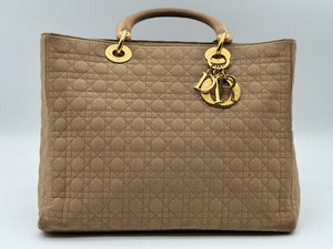Lady Dior Cannage Canvas Tan Large GHW