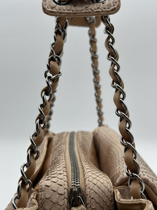 CHANEL Vintage Python & Tweed Shoulder Bag