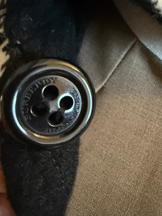 Burberry Wool Blend Black/White Plaid Women’s Peacoat