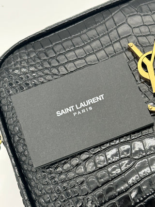 YSL Lou Crocodile-Embossed Leather Crossbody Camera Bag