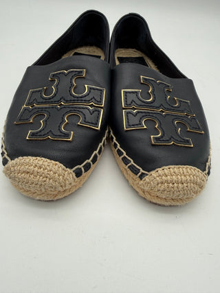 Tory Burch Navy Blue Leather Espadrille Flats Size 5.5