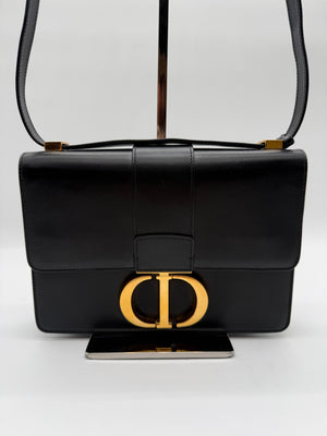 Christian Dior 30 Montaigne Leather Black Flap Crossbody Bag