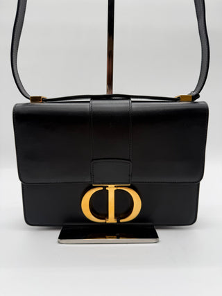Christian Dior 30 Montaigne Leather Black Flap Crossbody Bag