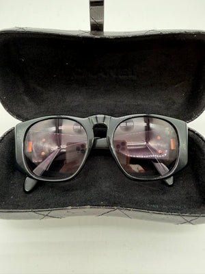 CHANEL Vintage Coco Quilted Medium Sunglasses with Case Black
