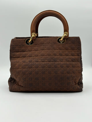 Lady Dior Brown Canvas GHW Medium