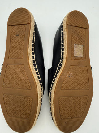 Tory Burch Navy Blue Leather Espadrille Flats Size 5.5