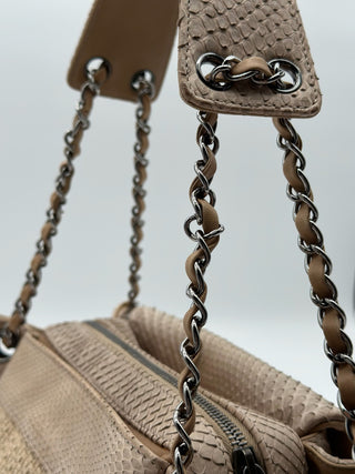 CHANEL Vintage Python & Tweed Shoulder Bag