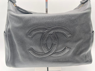 CHANEL Timeless Caviar Leather Ring Chain Satchel Bag Black