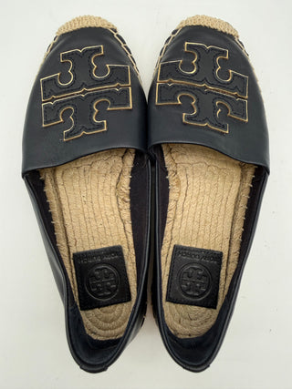 Tory Burch Navy Blue Leather Espadrille Flats Size 5.5