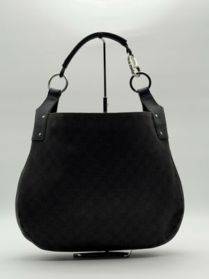 Gucci Black GG Monogram Canvas Hobo Bag