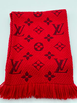 Louis Vuitton Logo Mania Red Scarf