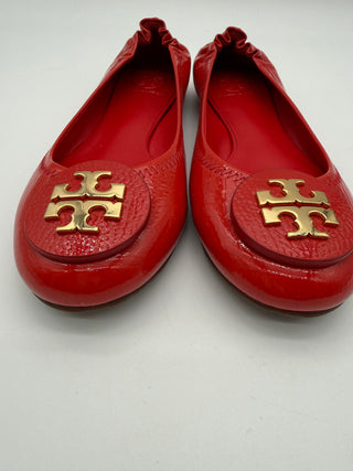 Tory Burch Minnie Travel Ballet Flats – Red Patent Leather | Size 7M