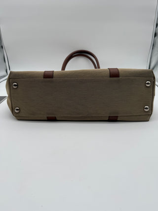 GUCCI Khaki Canvas Leather Shopper Tote