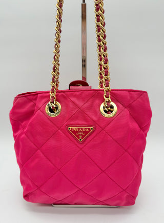 Prada Tessuto Impuntu Quilted Chain Tote – Fuchsia Pink Nylon