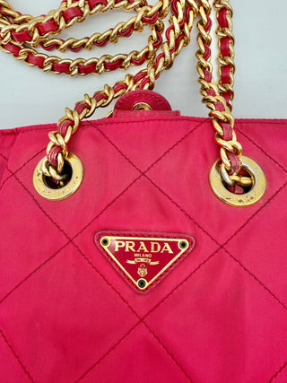 Prada Tessuto Impuntu Quilted Chain Tote – Fuchsia Pink Nylon