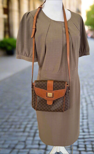 CELINE Vintage Macadam Brown Medium Crossbody