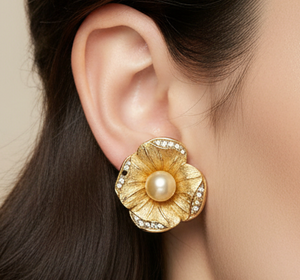 DIOR Vintage Flower Pearl Earrings