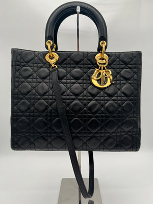 DIOR Lady Dior Lambskin Large Black