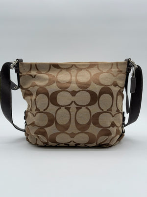 Coach Signature Monogram Brown Crossbody